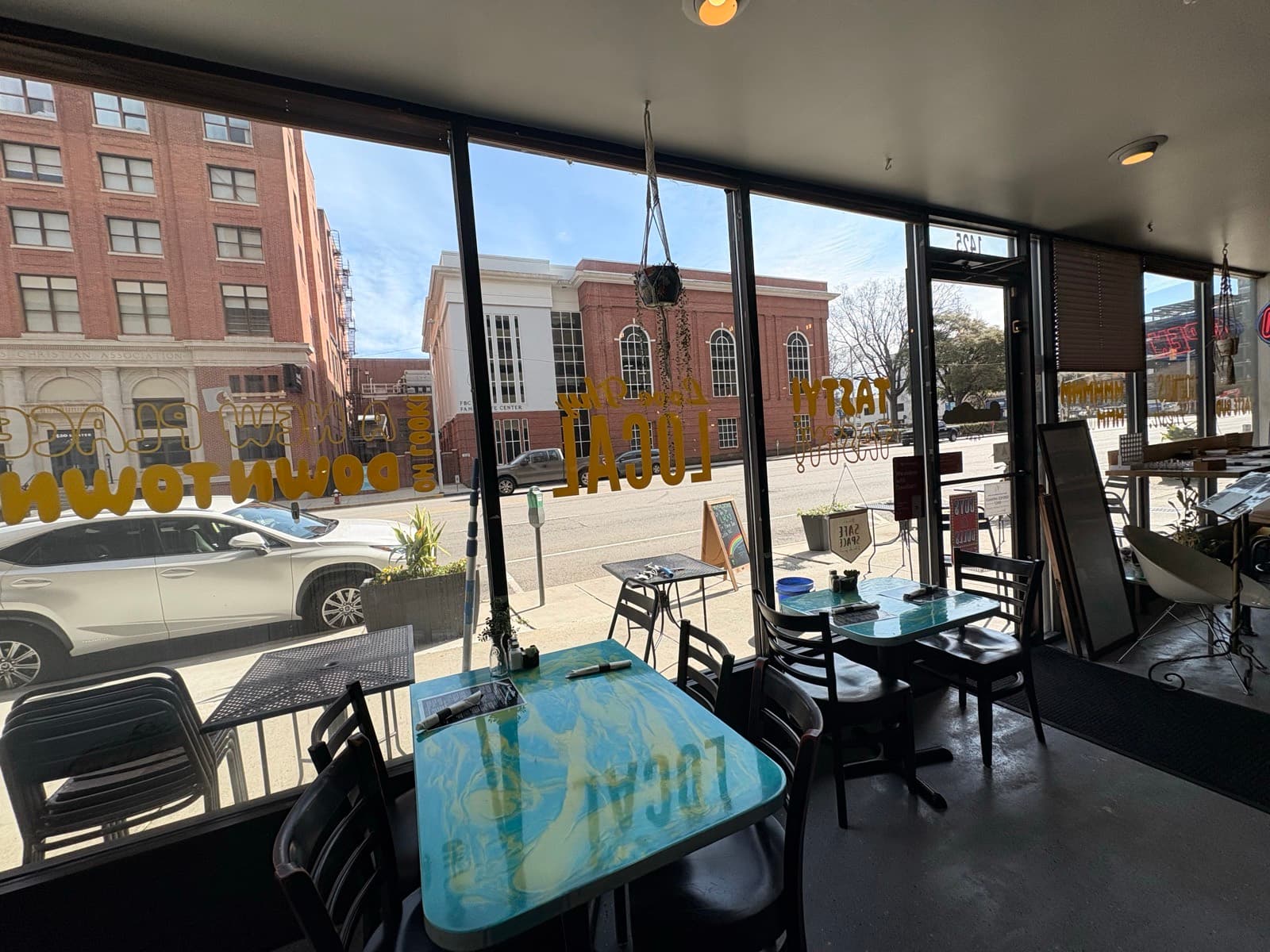 Restaurant Storefront Glass: Inside View